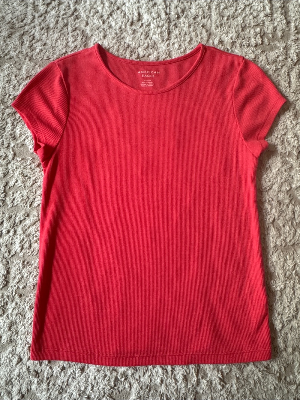 American Eagle Outfitters Coral Ribbed Short Sleeve Tee